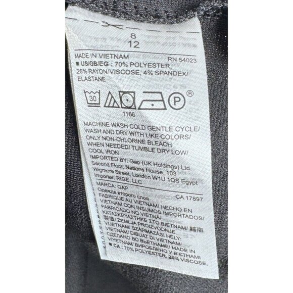 GAP Soft Stretch Black Fit & Flare Dress Size 8 Cap Sleeve Little Black Dress - Picture 4 of 5